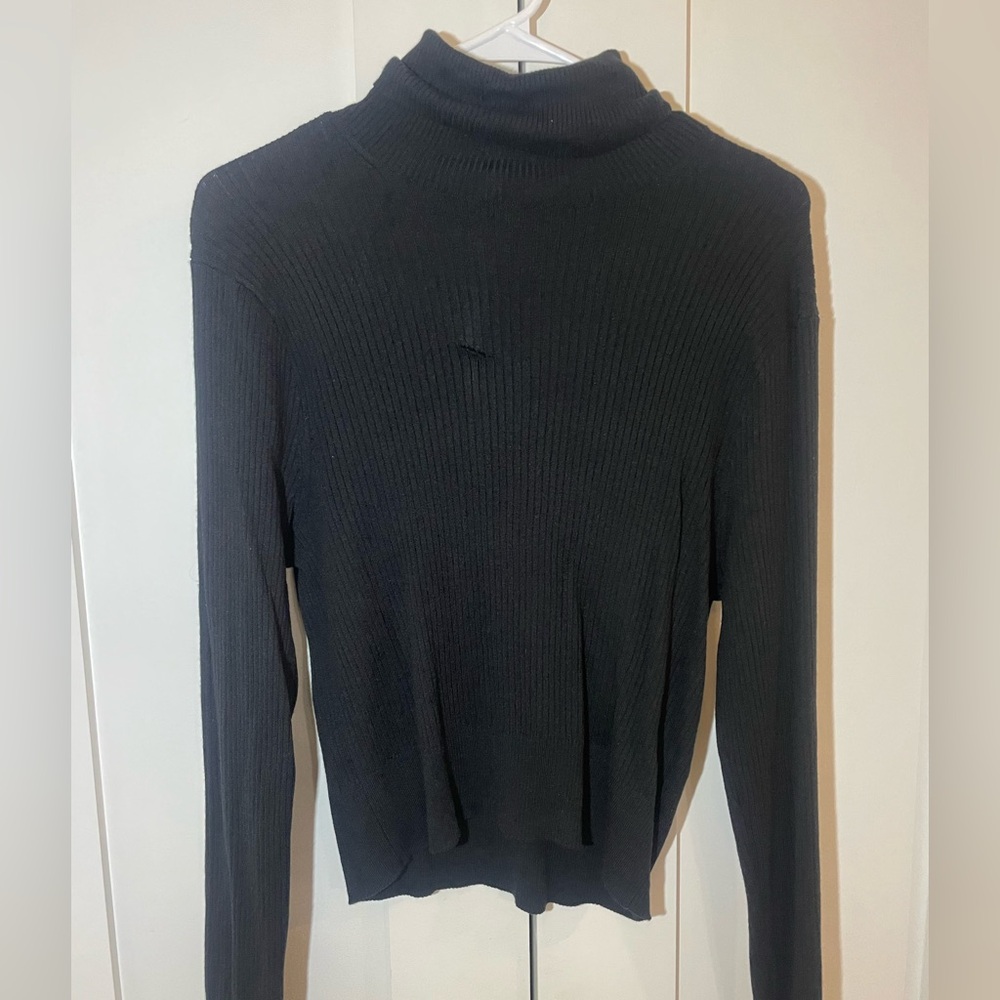 J. Crew Black Ribbed Turtleneck Sweater